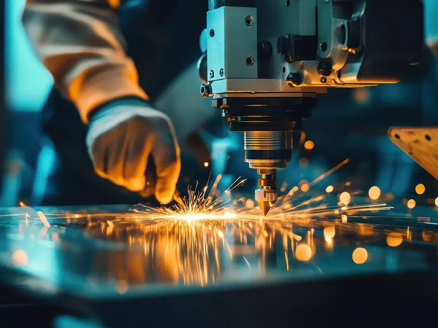 Tecnico supervisiona il processo di taglio laser Mantova